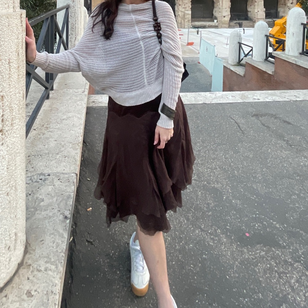 100% silk vintage midi skirt